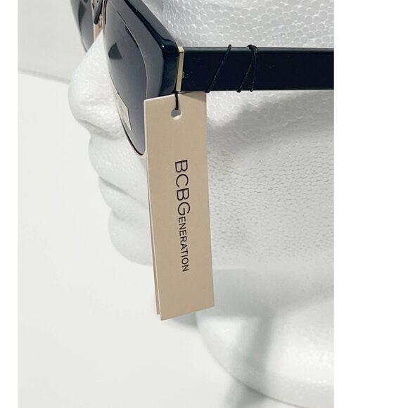 BCBGeneration Chunky Retro Cat Eye Sunglasses Gray Lenses‎ Black Frame Gold Rim - Picture 8 of 9